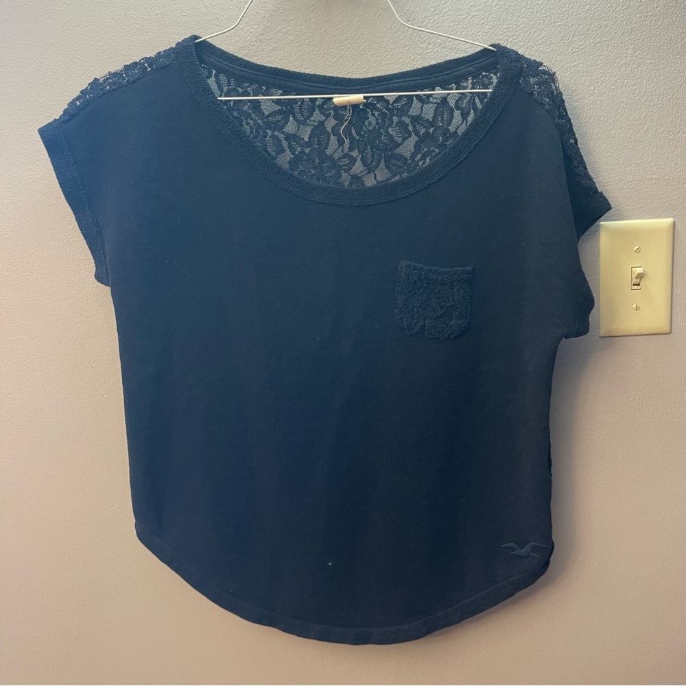 Hollister short sleeve lace back top